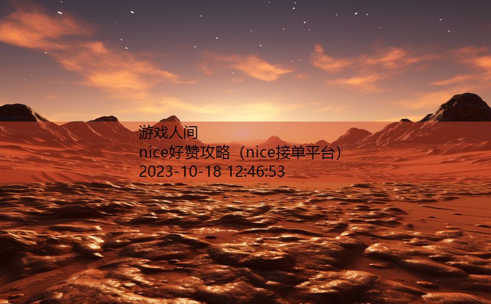 nice好赞攻略（nice接单平台）