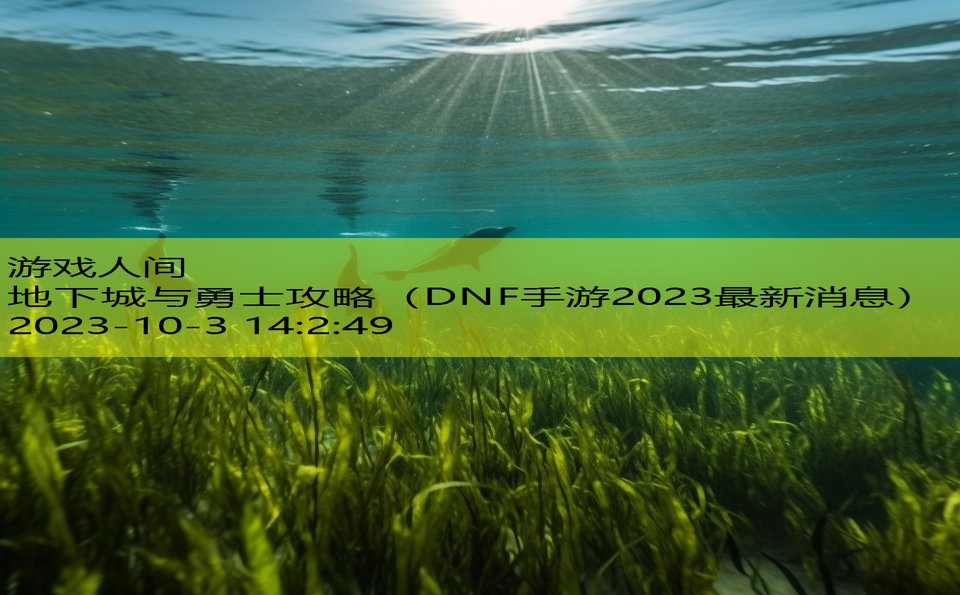 地下城与勇士攻略（DNF手游2023最新消息）