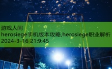 herosiege手机版本攻略,herosiege职业解析-游戏人间